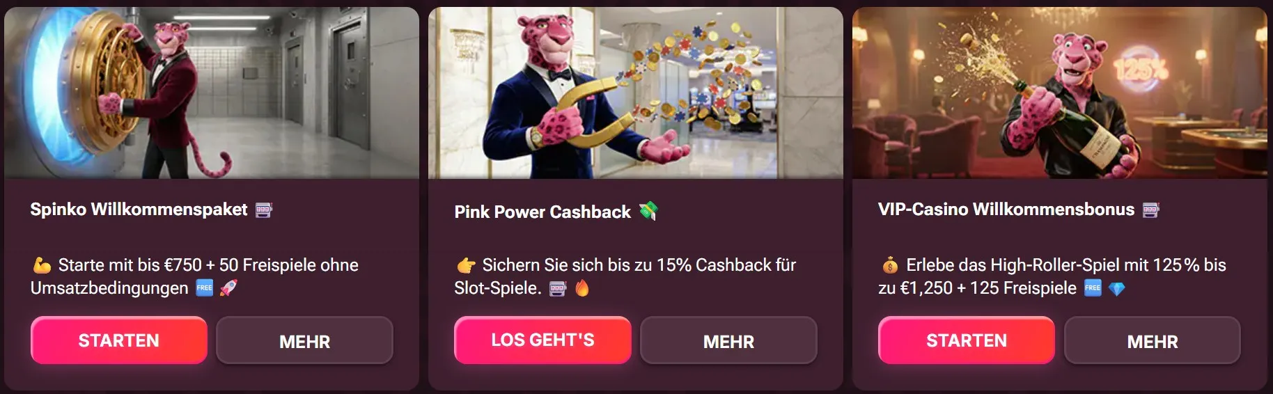 Spinko Casino Boni und Aktionen